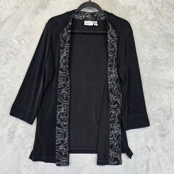 Chicos Travelers Jacket Womens 2 Paisley Embroidered Open Front Boho Casual - Picture 1 of 7